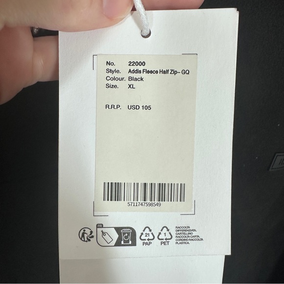 NWT Rains Men's Addis Fleece Half Zip Black  Size XL Long Sleeve Pullover M21 - Picture 5 of 8